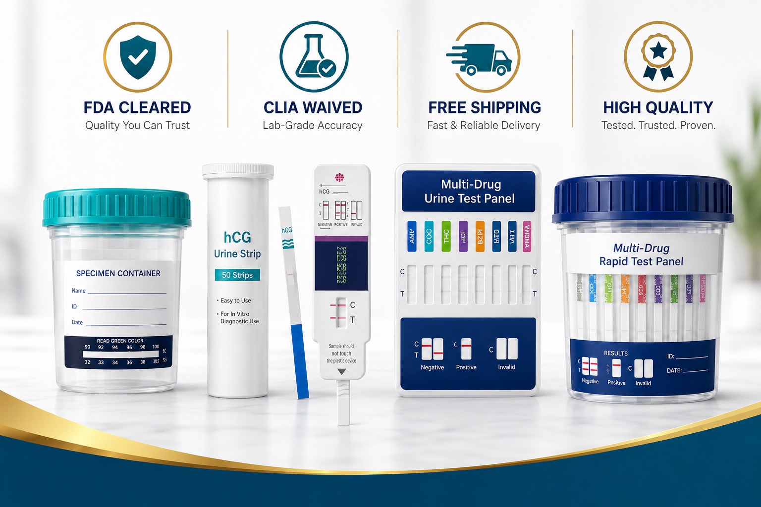 CLIA-waived multi-panel urine drug test cup